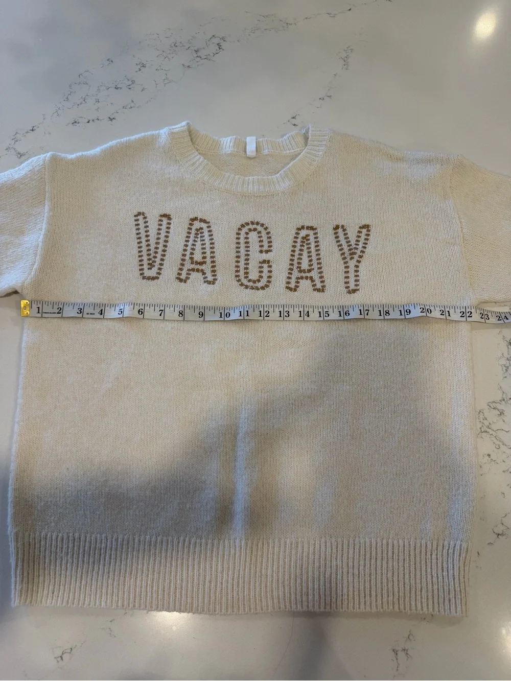 Wishlist Cream 'VACAY' Embellished Crewneck Sweater